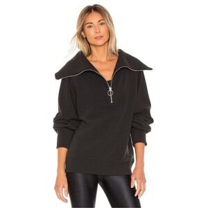 Varley Size M Black Vine Oversized Ribbed Half Zip Pullover Sweatshirt